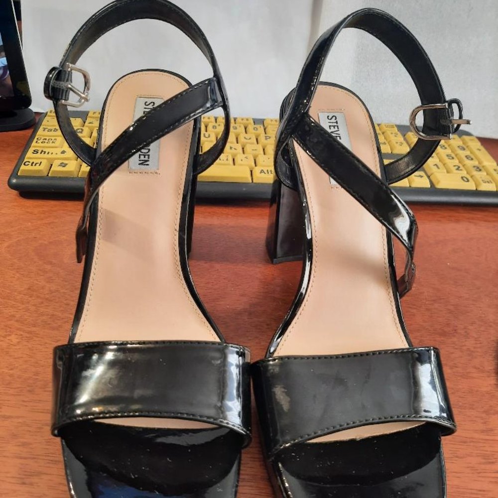 Steve Madden Platform Chunk Heel Black Size 11 Worn Once Excellent Condition - Picture 3 of 9